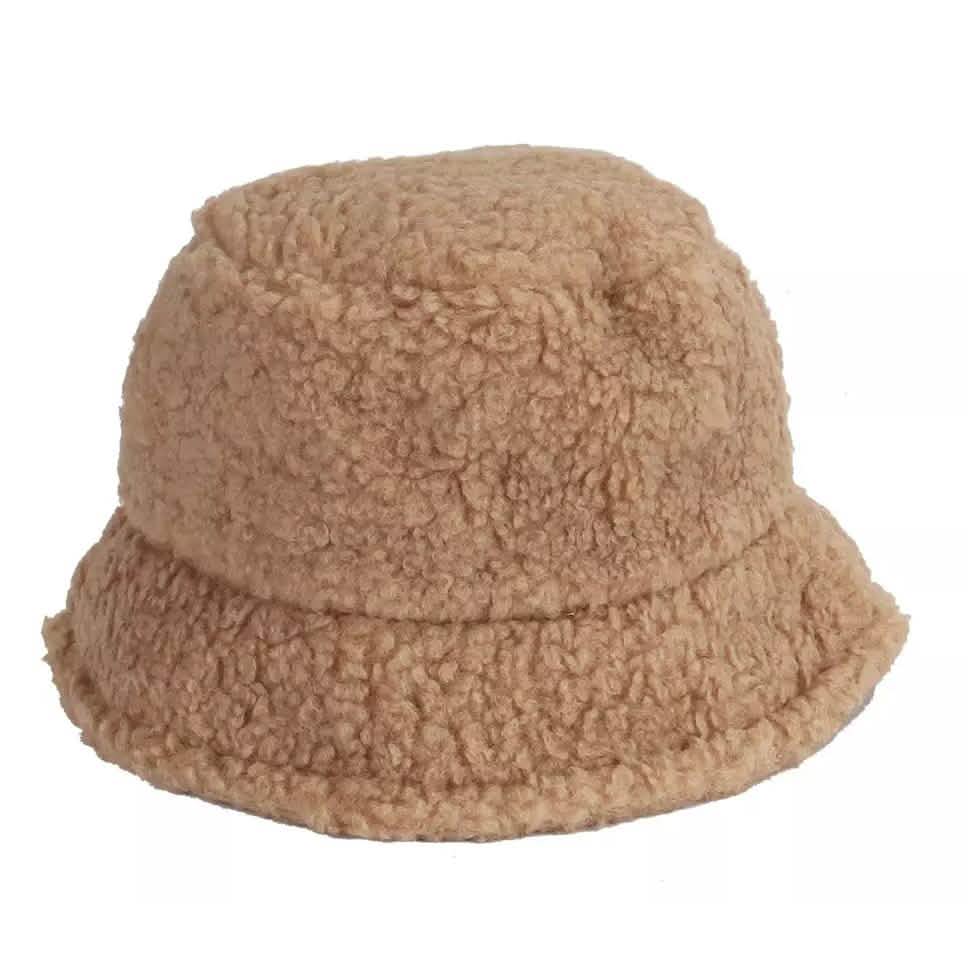 Winter Bucket Hat Women Warm Hats Vintage Faux Fur Fisherman Cap