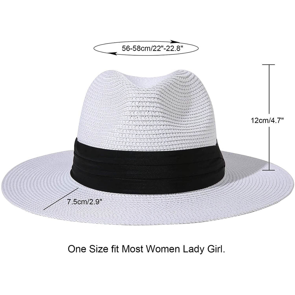 Women Wide Brim Straw Panama Roll up Hat
