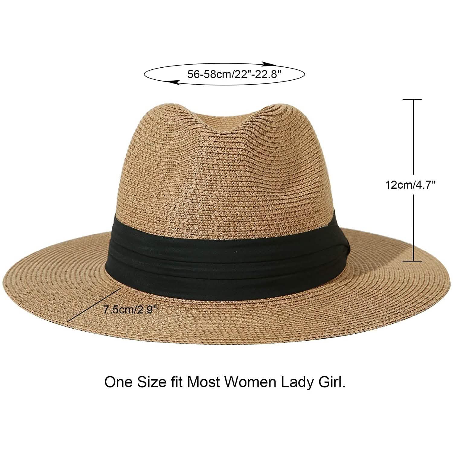 Women Wide Brim Straw Panama Roll up Hat