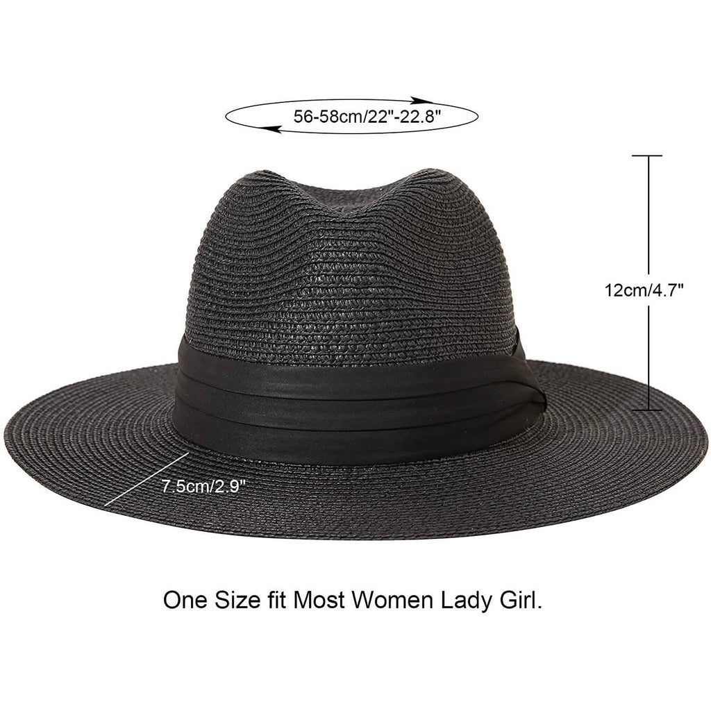 Women Wide Brim Straw Panama Roll up Hat