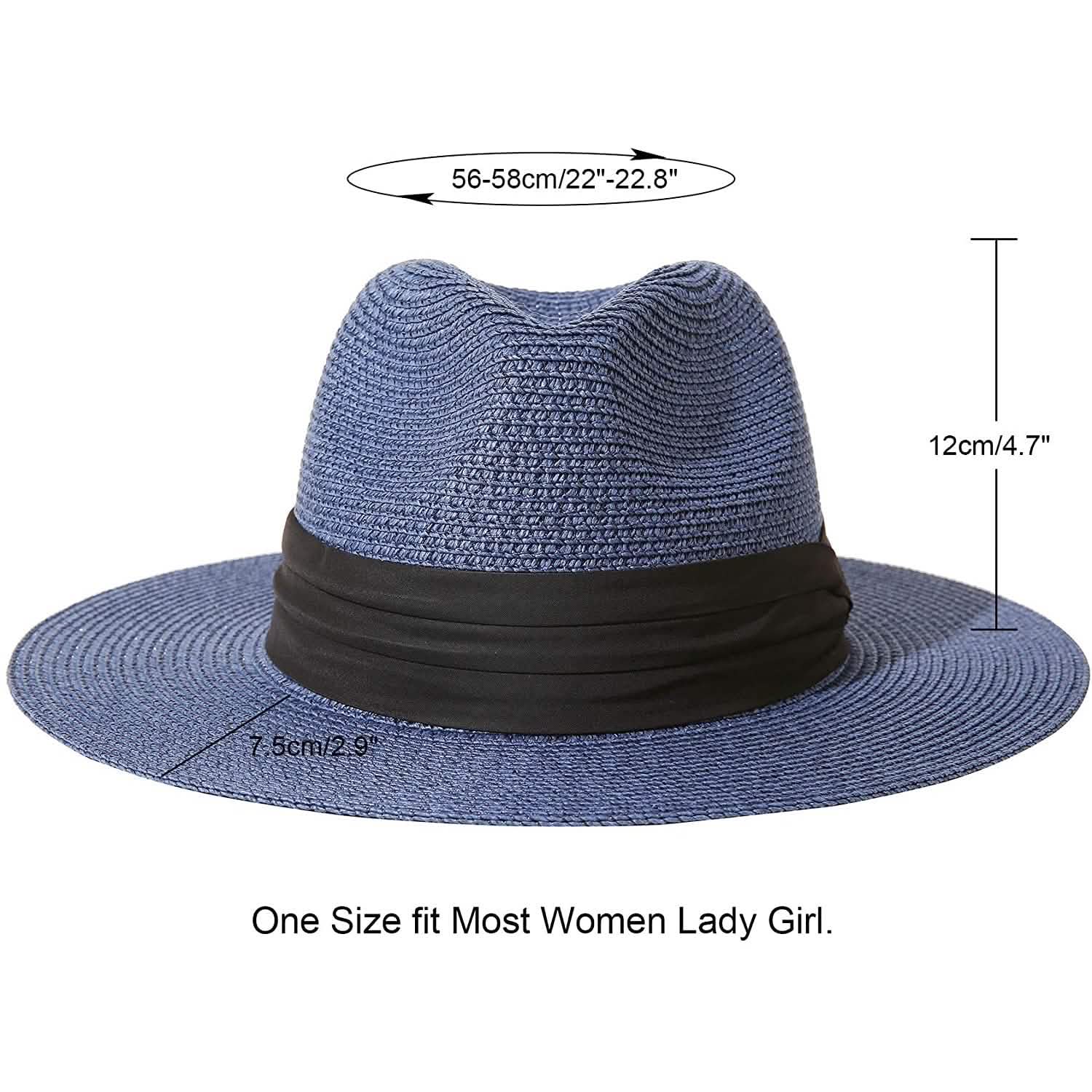 Women Wide Brim Straw Panama Roll up Hat